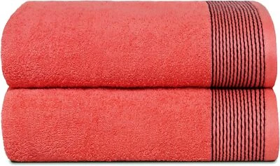 超柔软超大浴巾套装 2 件套 100% 棉 28x55 速干 — 第 1/4 张图片