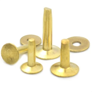 Remaches y rebabas de latón sujetadores permanentes calibre cuero artesanía caballo tachuela hardware - Imagen 1 de 4