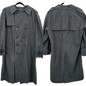 Vintage London Fog Herren Zweireiher Trenchcoat 44R Grau Matrosenrücken City - Bild 1 von 15