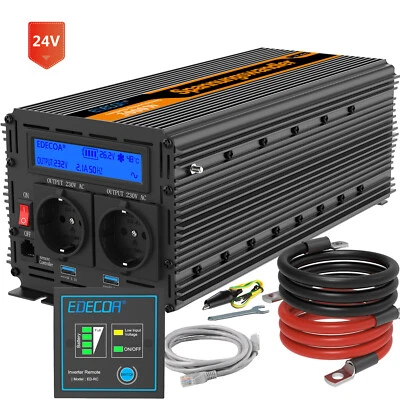 EDECOA Inverter 3000W 6000W Convertitore 24V 220V Onda Modificata USB LCD Camion - Immagine 1 di 4