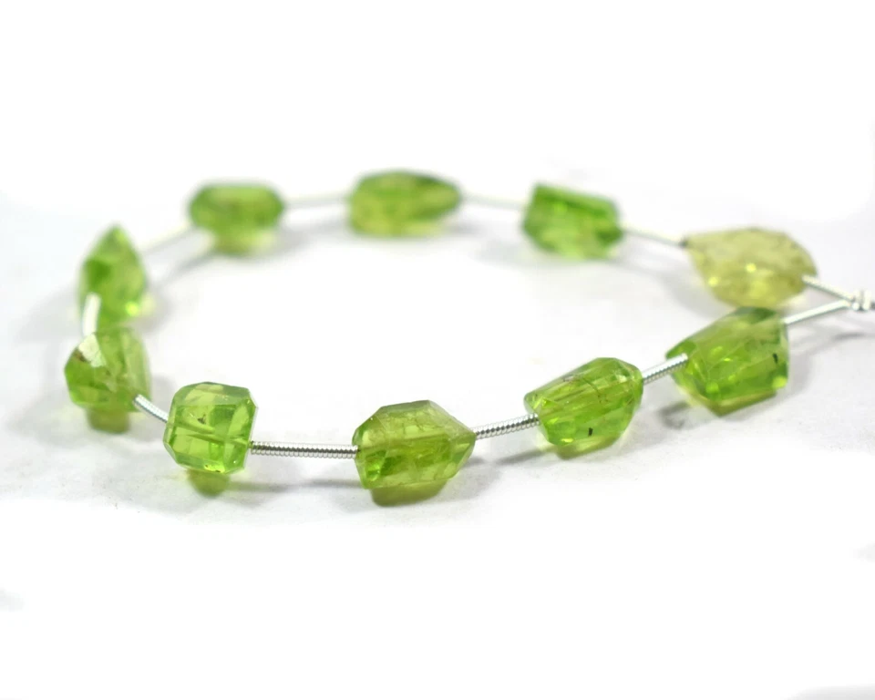 AAA+ Natural Green Peridot Faceted Tumble Nuggets Shape Gemstone Loose Beads - Image 1 of 3