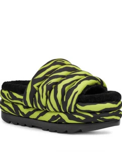Sandalias UGG Verde Lima Negro Maxi Slide Estampado de Tigre Plataforma Sin Cordones Talla 7 - Imagen 1 de 7