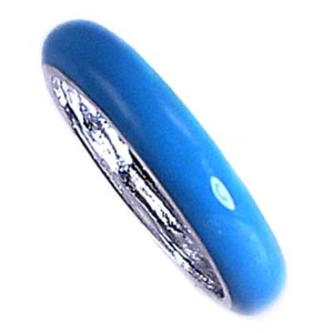 *AQUA / TURQUOISE*__ ENAMEL BAND RING_SZ-8__925 STERLING Silver_NF - Picture 1 of 7