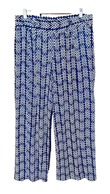 Pantalones ROBERT LOUIS para mujer XL azul marino blanco Palazzo elásticos piernas anchas bolsillos tirar Foto 1 de 4