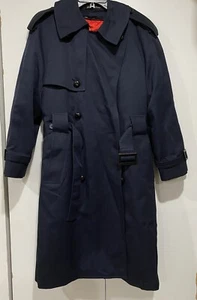 Harbor Master Trench Coat Men’s Sz 38 Navy Blue Cotton Blend Wool Lined Belt - Picture 1 of 16