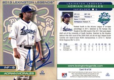 Adrian Morales Signed 2013 Brandt Lexington Legends #18 Card Auto AU