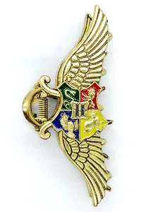 HOGWARTS HAIRCLIP Antique Brass Harry Potter Logo & Wings Hair Clip Claw - Picture 1 of 3