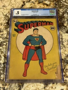 Superman #6 CGC .5 sembra più bello iconico Joe Shuster copertina età dell'oro 1940 DC Comic - Foto 1 di 3