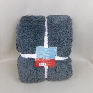 Super Soft Plush Faux Fur Sherpa Blanket - 90x90 Full/Queen - Gray #C178 - Picture 1 of 6