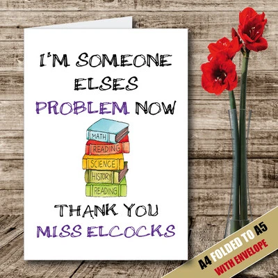 Personalised THANK YOU TEACHER School Leavers Greeting Card Humour Funny  22 - Image 1 of 3