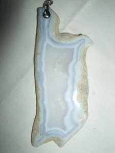 GIOIELLO CALCEDONIO AGATA CIONDOLO PENDANT STERLING ARGENTO SILVER 925 CM 13 - Foto 1 di 11