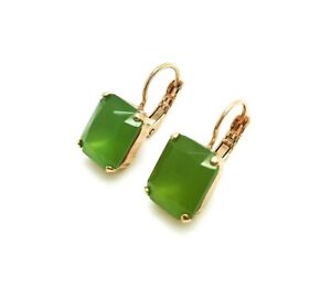 Mariana Earrings Rectangular Apple Green Austrian Crystal  My Treasures Coll.