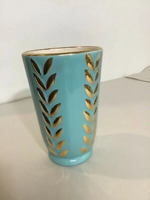 Hermoso jarrón vintage St Clement Ceramique Dort cerámica azul y dorado años 1940-1950’s Foto 1 de 4