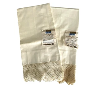 Vintage Penney's Pillow Case Superior White w Crochet Trim Distressed SOLD AS IS - Picture 1 of 11