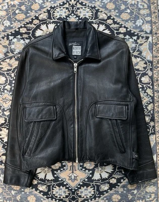 Chaqueta de cuero vintage Michael Hoban North Beach talla 42 para hombre grande corta recortada Foto 1 de 4