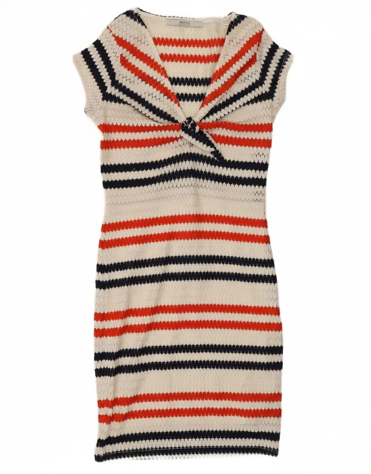 Vestido ceñido al cuerpo de ganchillo GUESS para mujer UK 6 XS multicolor a rayas poliéster BN05 Foto 1 de 4