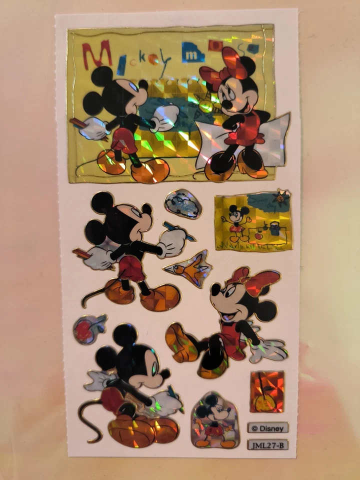 Sticker Aufkleber Prismatisch Glitzer Goldrand Disney Micky + Minnie Maus Top - Bild 1 von 1