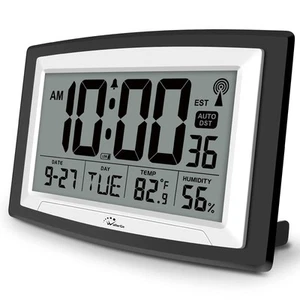 WallarGe Atomic Clock with Indoor Temperature and Humidity,Self-Setting Digital - Picture 1 of 6