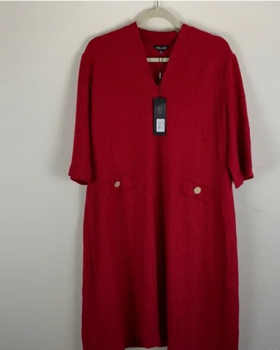 VETEMENTS Abito svasato in maglia testurizzata con scollo a V Misook linea A (XL 16 18)