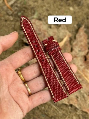 Pulseira de relógio de couro de lagarto personalizada 14mm 16mm 17mm 18mm 20mm 22mm 24mm - Imagem 1 de 4