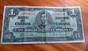 1937 Kanada 1 Dollar Banknote King George VI, Gordon/Towers Signaturen - Bild 1 von 2