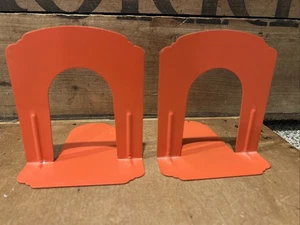 Paar Vintage MCM Buchstützen Metall Orange - Bild 1 von 4