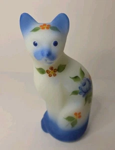 FENTON HANDPAINTED/AIRBRUSHED STYLIZED CAT SIGNED E. BROWN - Picture 1 of 4