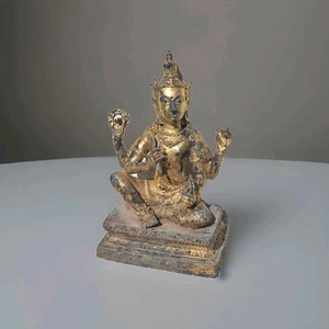 statuette ancienne Asie en bronze doré divinité Inde, Népal - Picture 1 of 17