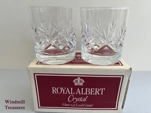 PAIR ROYAL ALBERT CRYSTAL VICTORIA RUMMER WHISKY GLASSES - Picture 1 of 7