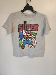 Super Mario Gray Short Sleeve Kids T Shirt Size Youth XL - Picture 1 of 2