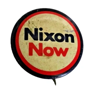 De colección 1972 Nixon Now Presidente Campaña 1" Pinback Botón Elecciones Políticas - Imagen 1 de 3