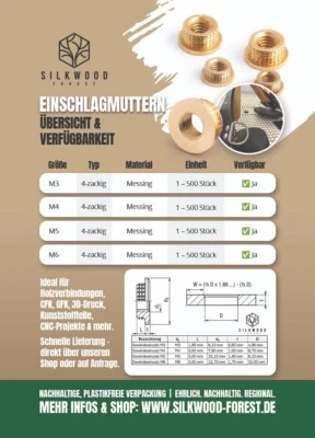 Gewindeeinsatz Einschlagmuttern Nietmutter Messing M3/M4/M5/M6 Modelbau - Bild 1 von 4