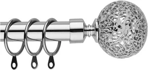 Chrom Gardinenstange 120-300cm ausziehbar Stangenset mit Mosaikabschlüssen 19mm BOOM J - Bild 1 von 6