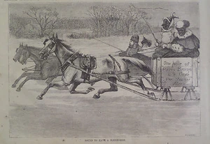 WINTER SLEIGH RIDE AFRICAN AMERICAN HARPER’S WEEKLY 1876 - Picture 1 of 2
