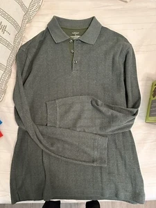 Van heusen Men’s Medium Green Long Sleeve Polo Warm Shirt Patterned - Picture 1 of 2