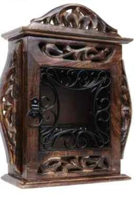 Antique Wooden Wall Hanging Cabinet For Key Holder/house/keeper Decor - Picture 1 of 5