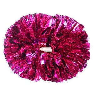 2 Pcs Cheerleading Pom Poms for Kids Adults, Metallic Matte Iridescent Hot Pink - Picture 1 of 7