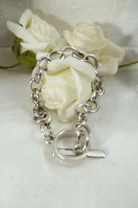 Fabulous Sterling Silver Belcher Link Bracelet Toggle Clasp Baku London & Sydney - Picture 1 of 10