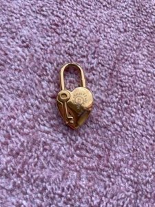 HERMES 2004 Cadena Heart Padlock Bag Charm Lock Key Gold VIVE LIDEE Used - Picture 1 of 4