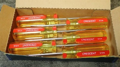 (Box of 6) No. 243 CRESCENT 3" Electricians Round Screwdriver 3/16" Blade (G188) - Image 1 of 4