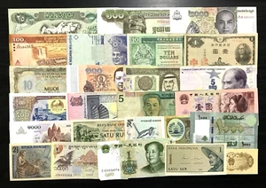 COLLECTION OF 25 ASIAN NOTES - MIXED CIRC AND UNC - AS1 - Picture 1 of 5