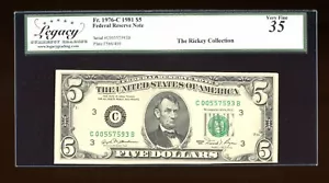 DBR 1981 $5 FRN Philadelphia Fr. 1976-C Legacy 35 Serial C00557593B - Picture 1 of 2