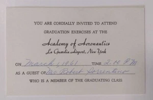 1961 Accademia Aeronautica Esercitazioni di Laurea Invito Aeroporto La Guardia - Foto 1 di 1