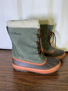 LL Bean Waterproof Winter Pac Boots Rubber & Suede 295601 Big Kids Size 4 - Picture 1 of 6
