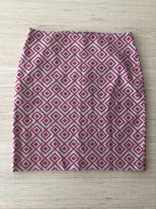 Ann Taylor Geometric Pencil Skirt Women's Size 6 Lined Mellon Beige Zip - Picture 1 of 7