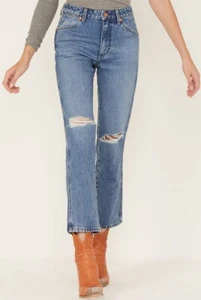 NWT Wrangler Women Wild West 603 High Rise Straight Distressed Crop Jeans 28x27 - Picture 1 of 2
