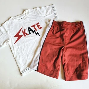 Gymboree Boys sz 4 4T Skate Legend Tee Red Athletic Shorts Set Vintage NWT - Picture 1 of 4