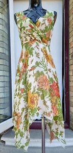 TRAFFIC PEOPLE Floating Floral Silk underlined DRESS HIPPY BOHO SIZE XS - Picture 1 of 12