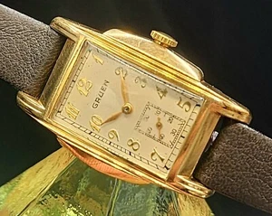 Reloj vintage GRUEN 1930 Art Deco para hombre con sub-segundos y excelente diseño de estuche!¡! - Imagen 1 de 2
