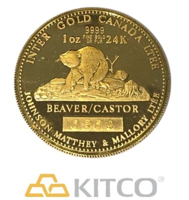 Johnson Matthey 1979 vintage 1 oz oro fino castor redondo 9999 #0904 Foto 1 de 4